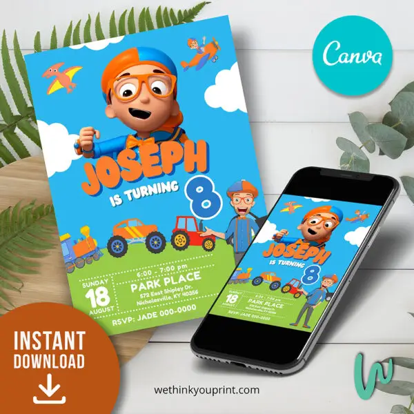 Blippi Birthday Theme Canva Editable